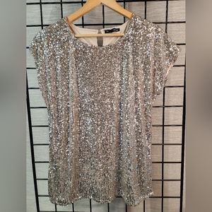 Cable and gauge sequin womans top sIze large NWOT gold blush